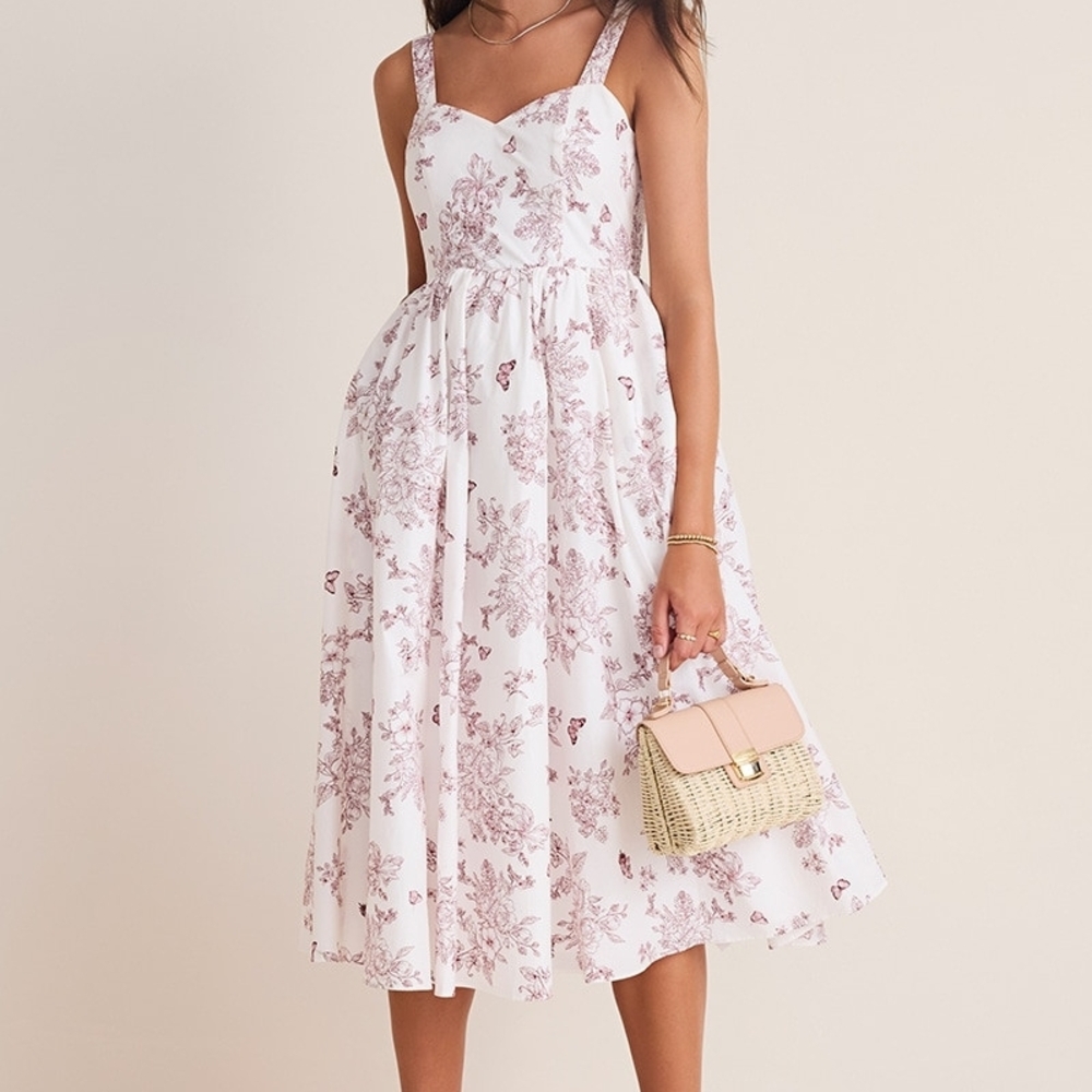 Francesca's Kim Toile Sweetheart Midi Dress